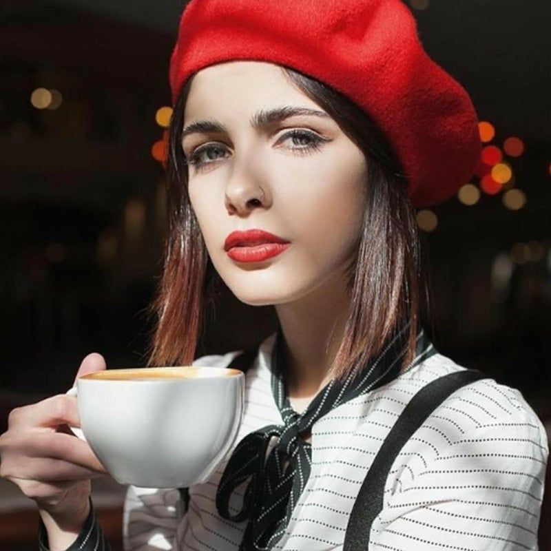 UTOWO Womens Wool French Beret Chic Solid Beanie Hat Stretchable Classic Beret - Image 4